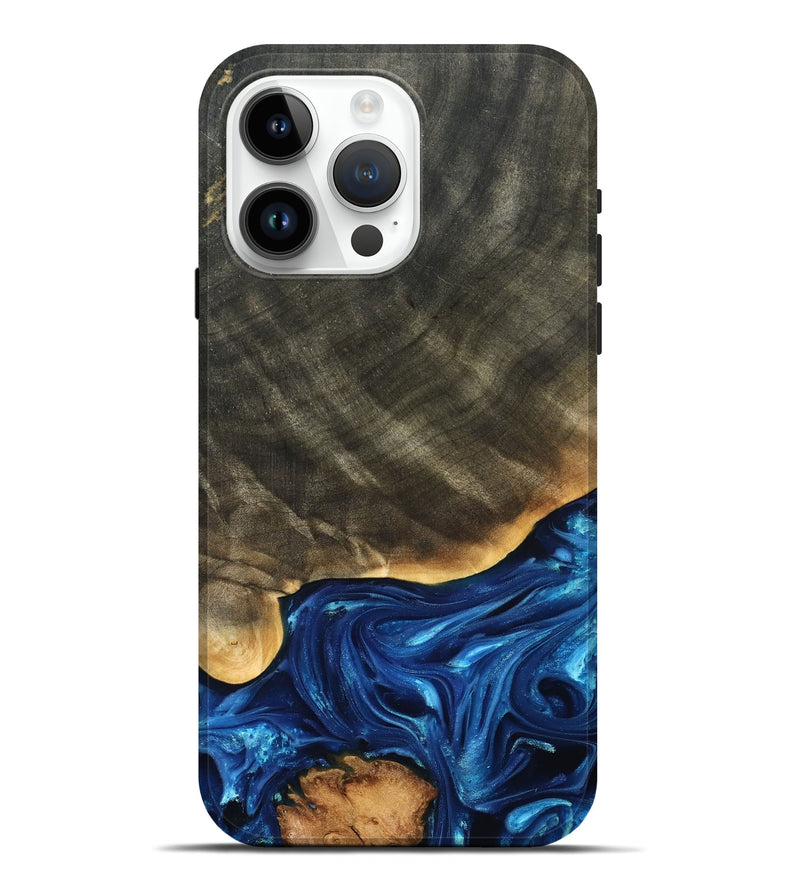 iPhone 15 Pro Max Wood Live Edge Phone Case - Fallon (Blue, 821326)
