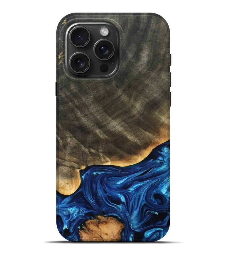 iPhone 16 Pro Max Wood Live Edge Phone Case - Fallon (Blue, 821326)