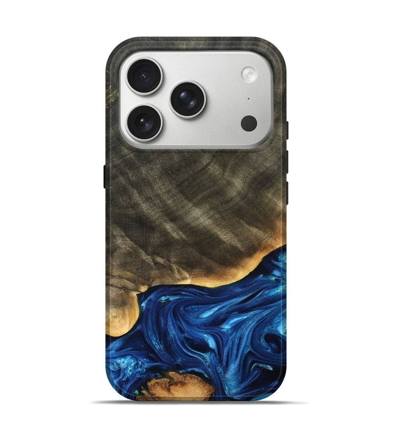 iPhone 17 Pro Wood Live Edge Phone Case - Fallon (Blue, 821326)