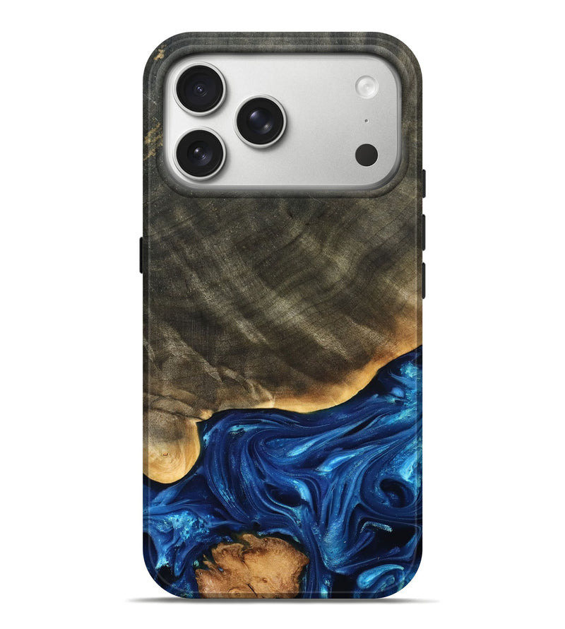 iPhone 17 Pro Max Wood Live Edge Phone Case - Fallon (Blue, 821326)
