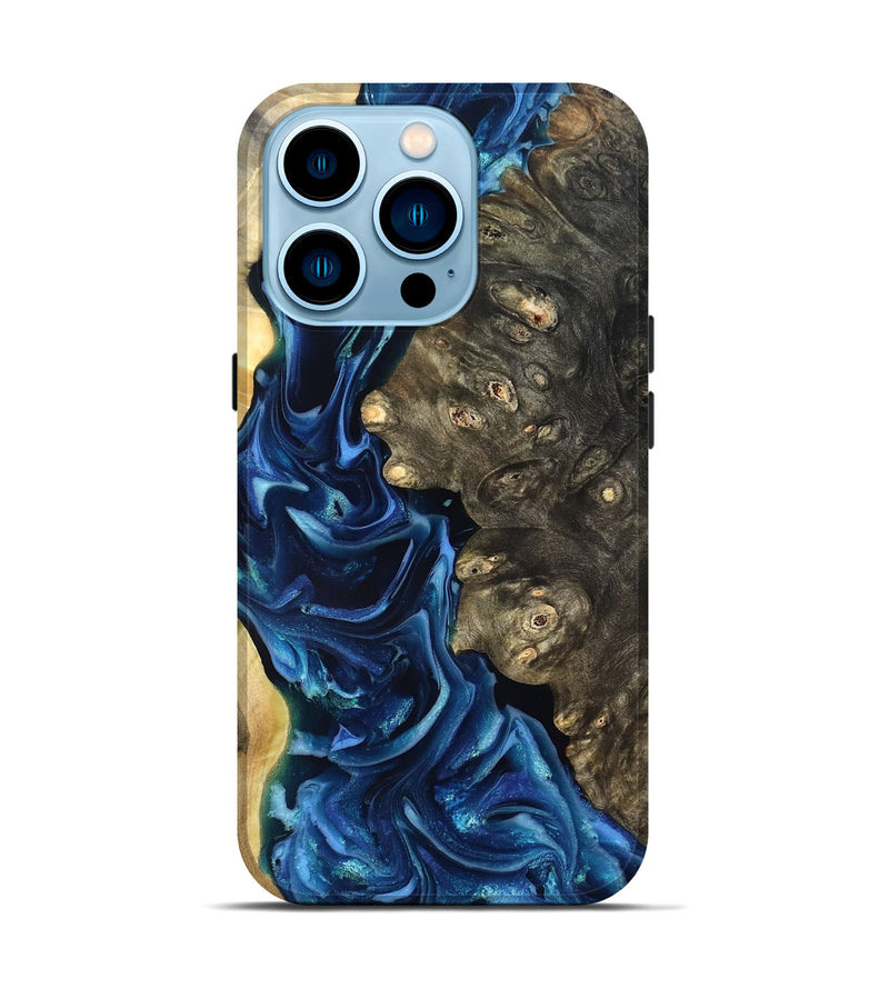 iPhone 14 Pro Wood Live Edge Phone Case - Kurtis (Blue, 821327)