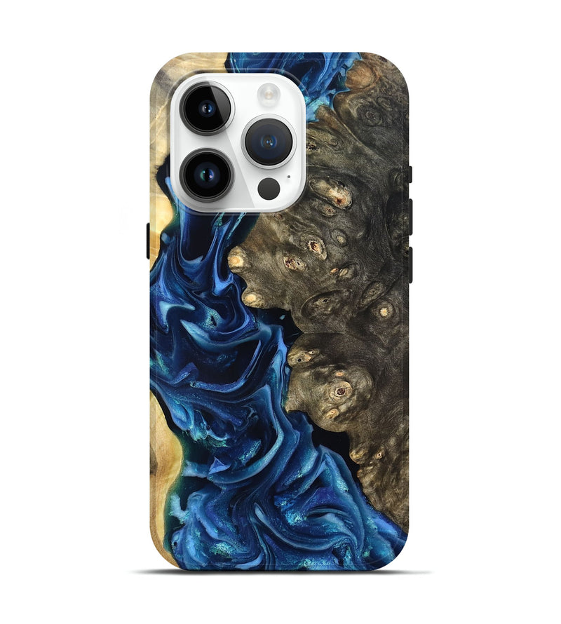 iPhone 15 Pro Wood Live Edge Phone Case - Kurtis (Blue, 821327)