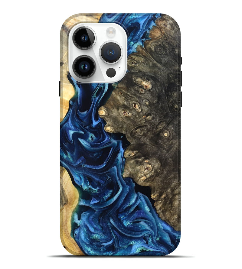 iPhone 15 Pro Max Wood Live Edge Phone Case - Kurtis (Blue, 821327)