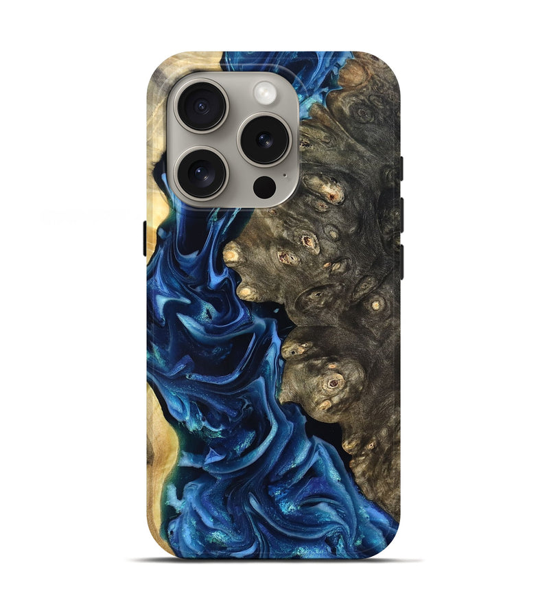 iPhone 16 Pro Wood Live Edge Phone Case - Kurtis (Blue, 821327)