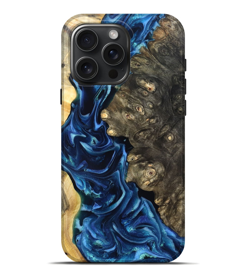 iPhone 16 Pro Max Wood Live Edge Phone Case - Kurtis (Blue, 821327)