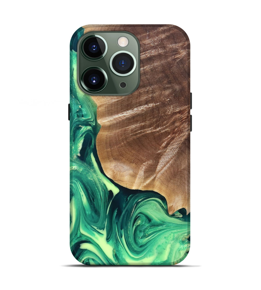 iPhone 13 Pro Wood Live Edge Phone Case - Latasha (Green, 821329)