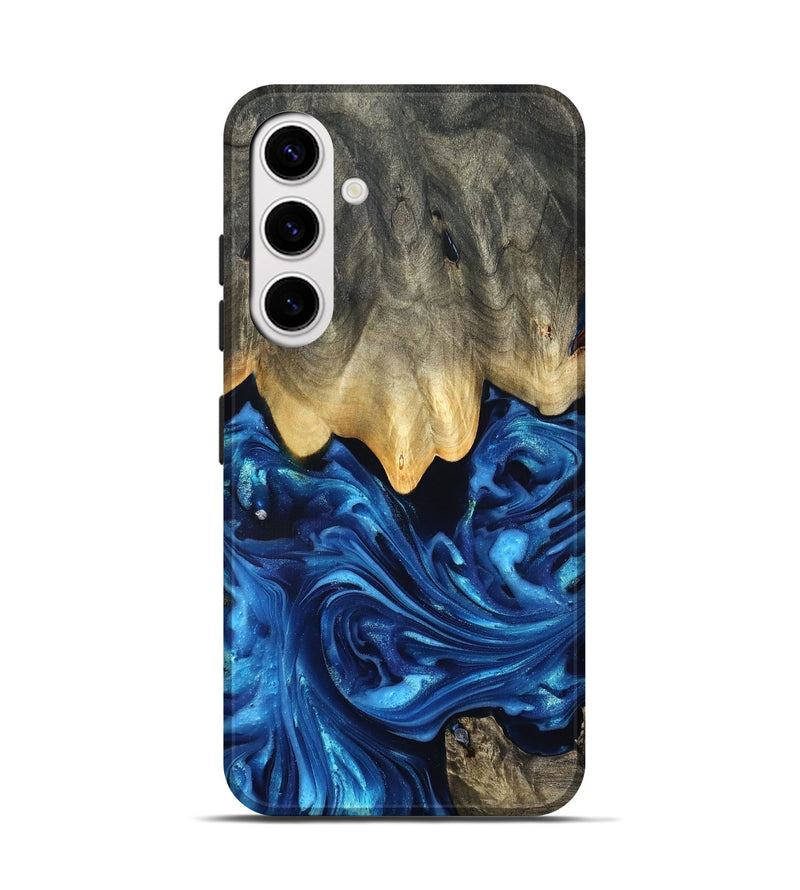 Galaxy S25 Wood Live Edge Phone Case - Phil (Blue, 821330)