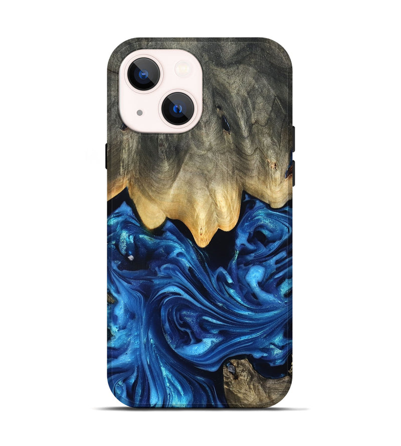 iPhone 14 Wood Live Edge Phone Case - Phil (Blue, 821330)