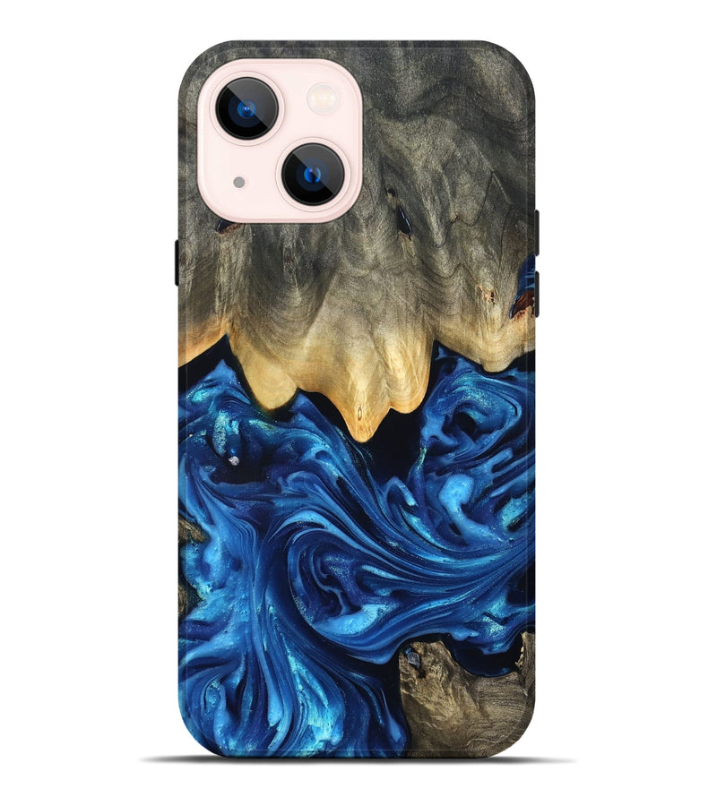 iPhone 14 Plus Wood Live Edge Phone Case - Phil (Blue, 821330)