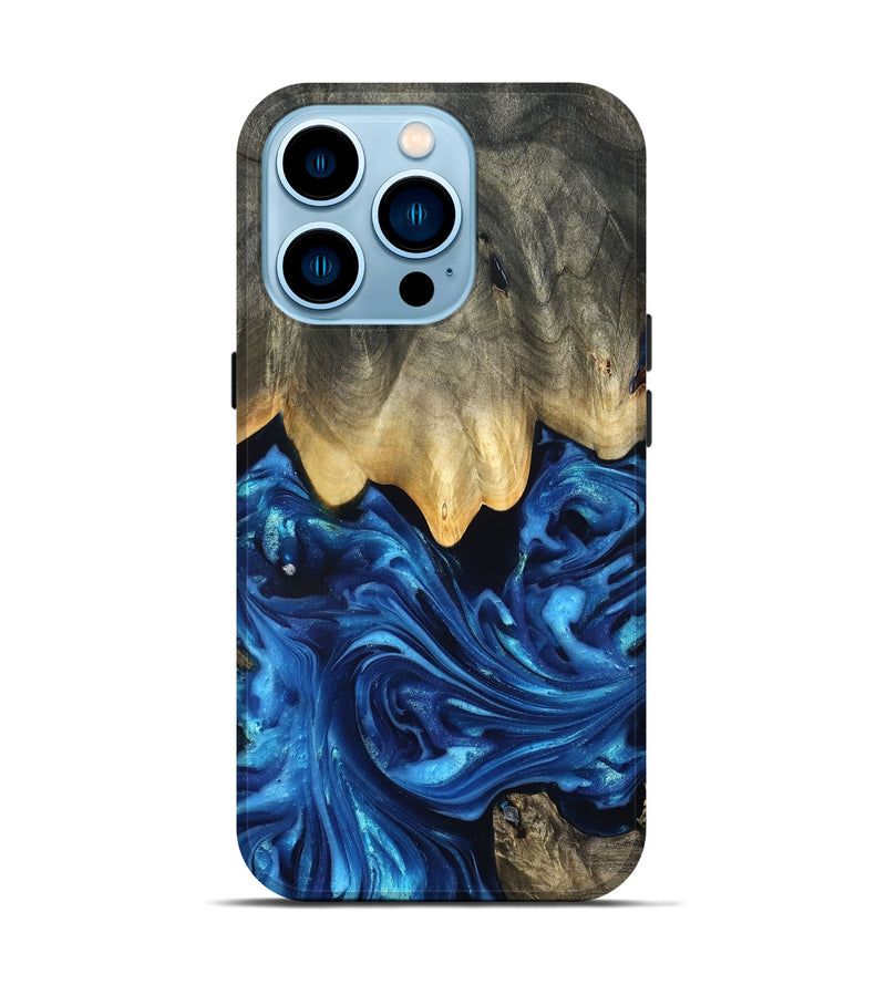 iPhone 14 Pro Wood Live Edge Phone Case - Phil (Blue, 821330)