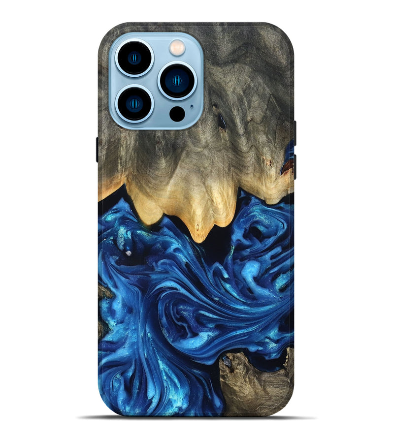 iPhone 14 Pro Max Wood Live Edge Phone Case - Phil (Blue, 821330)