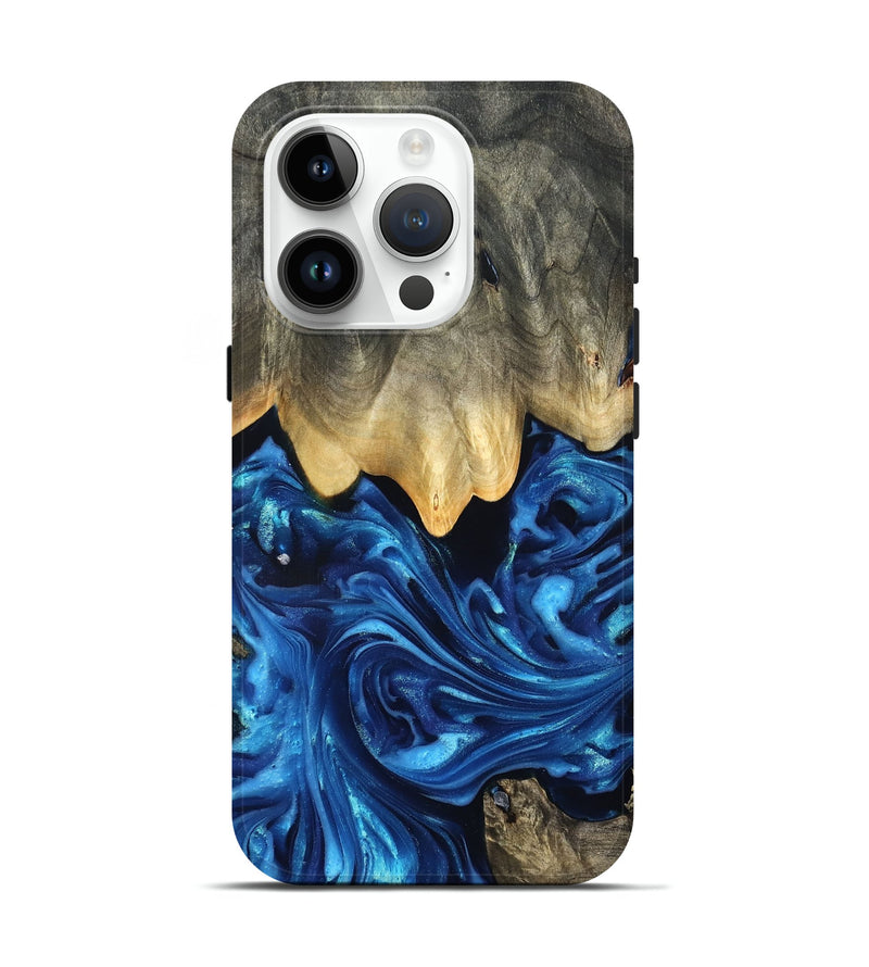 iPhone 15 Pro Wood Live Edge Phone Case - Phil (Blue, 821330)