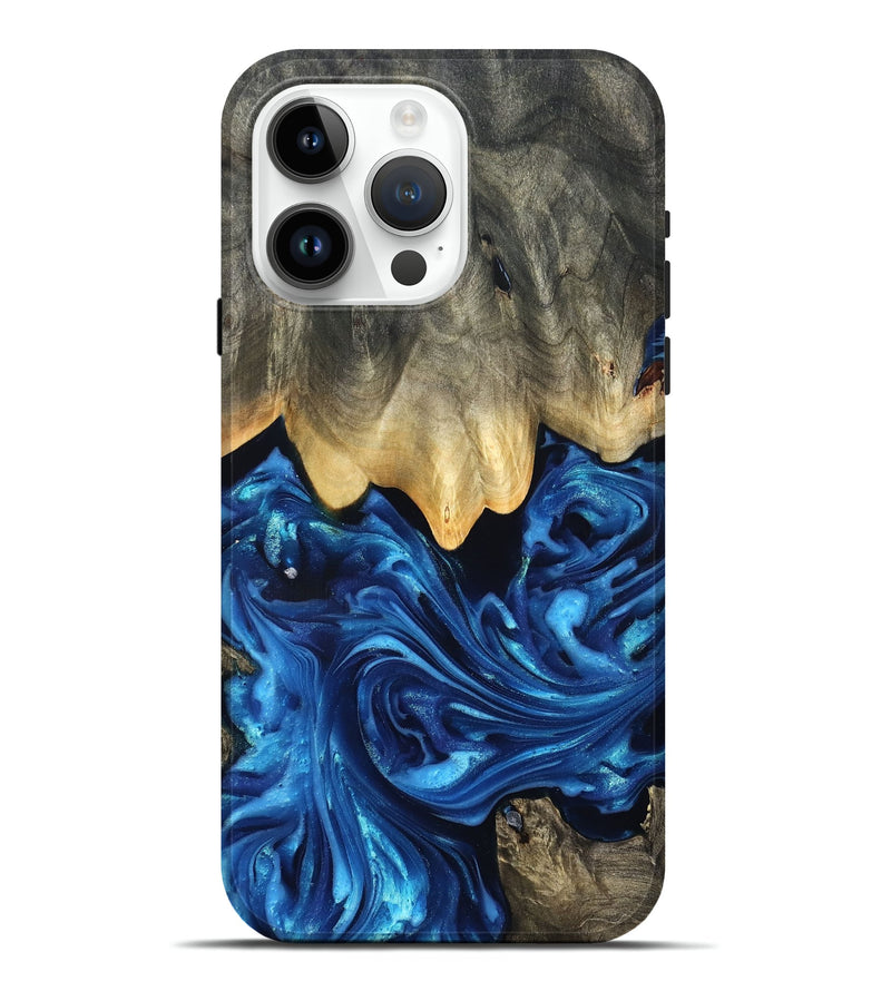 iPhone 15 Pro Max Wood Live Edge Phone Case - Phil (Blue, 821330)