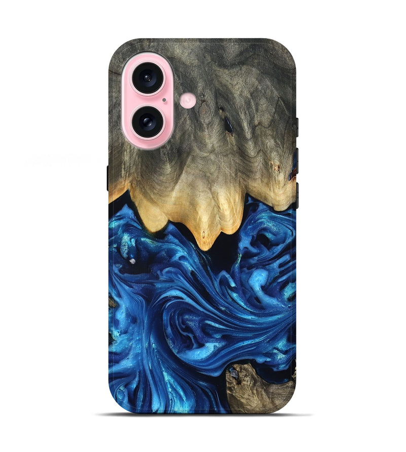 iPhone 17 Wood Live Edge Phone Case - Phil (Blue, 821330)