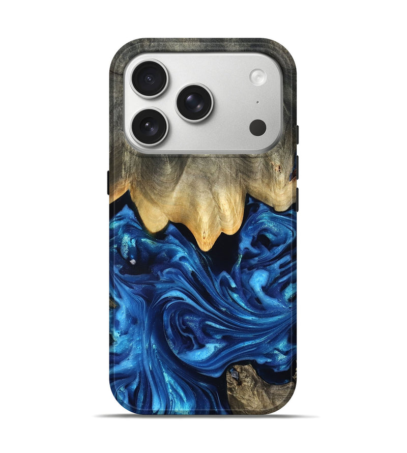 iPhone 17 Pro Wood Live Edge Phone Case - Phil (Blue, 821330)