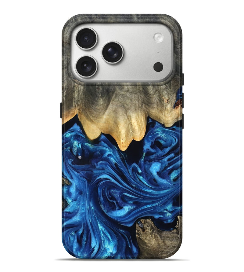 iPhone 17 Pro Max Wood Live Edge Phone Case - Phil (Blue, 821330)