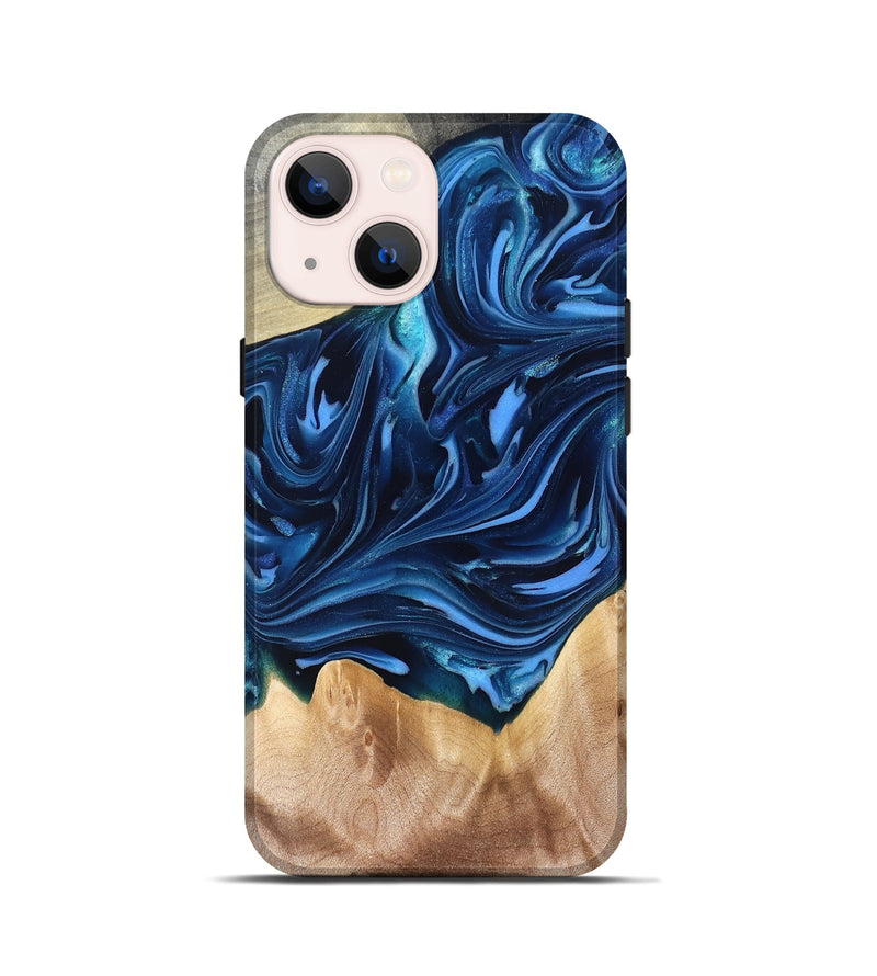 iPhone 13 mini Wood Live Edge Phone Case - Angelo (Blue, 821332)