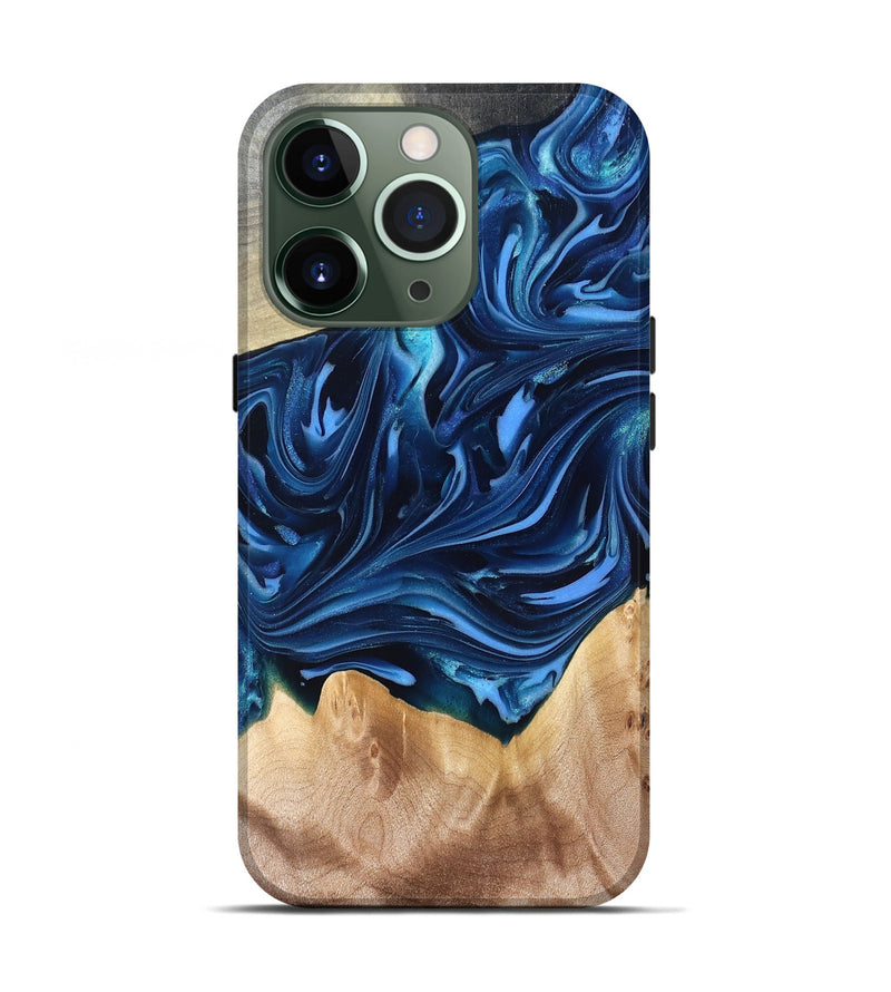 iPhone 13 Pro Wood Live Edge Phone Case - Angelo (Blue, 821332)