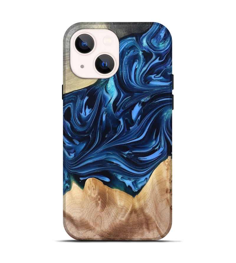 iPhone 14 Wood Live Edge Phone Case - Angelo (Blue, 821332)