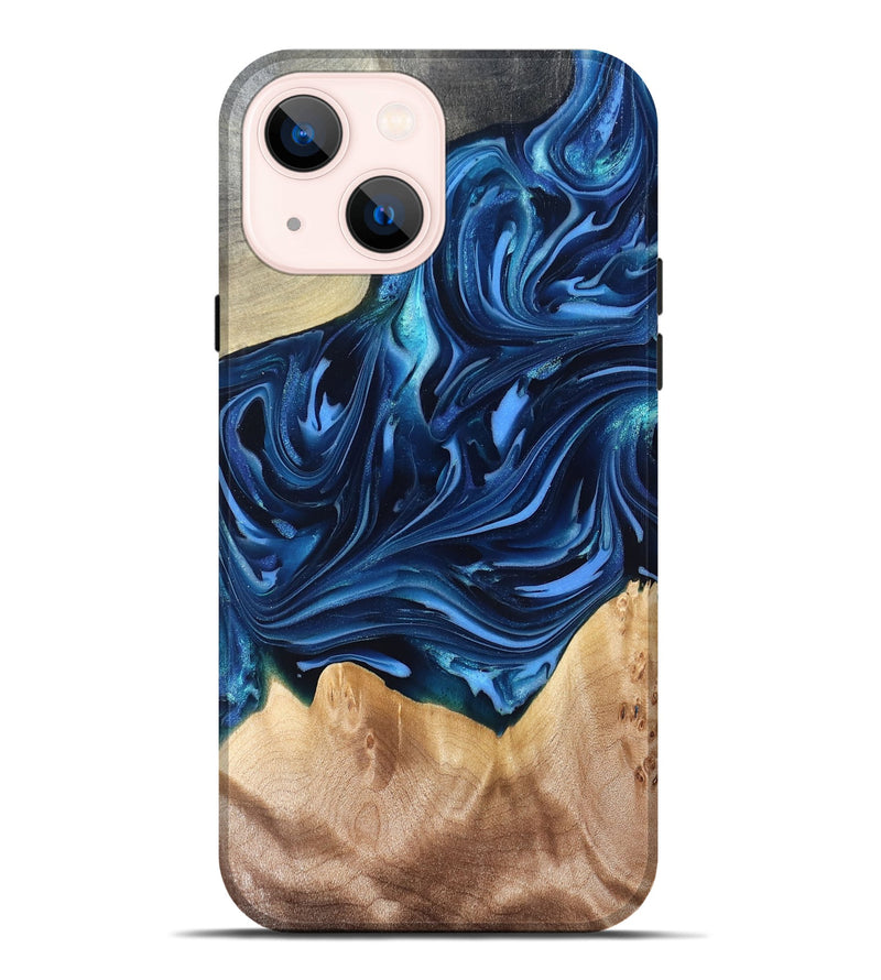 iPhone 14 Plus Wood Live Edge Phone Case - Angelo (Blue, 821332)