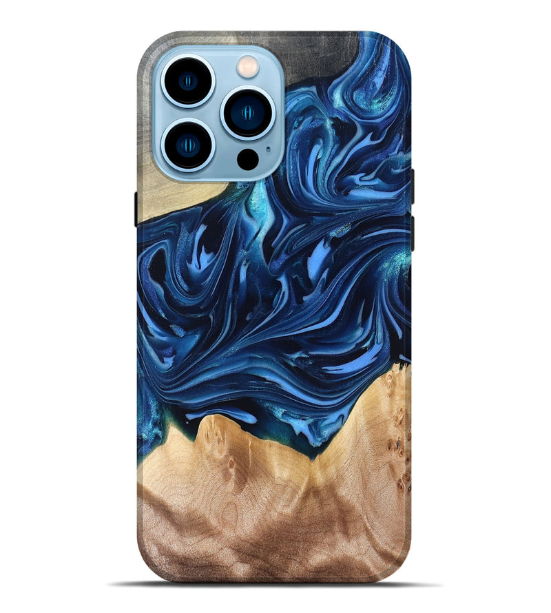 iPhone 14 Pro Max Wood Live Edge Phone Case - Angelo (Blue, 821332)