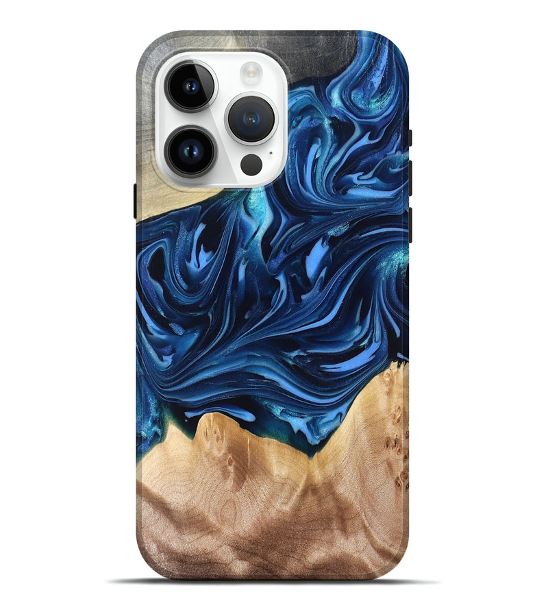 iPhone 15 Pro Max Wood Live Edge Phone Case - Angelo (Blue, 821332)