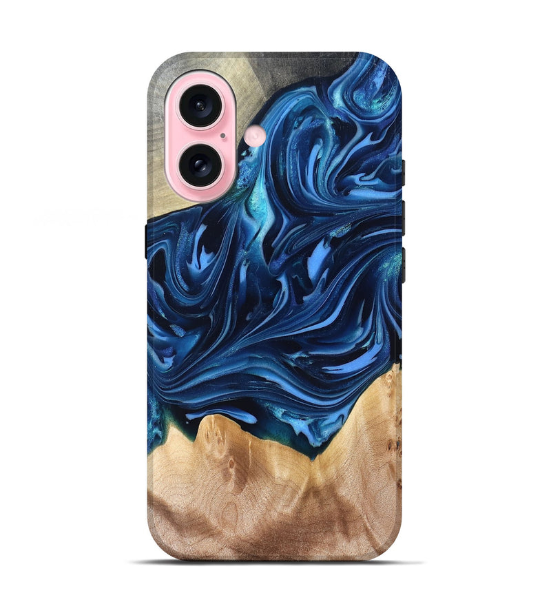 iPhone 17 Wood Live Edge Phone Case - Angelo (Blue, 821332)
