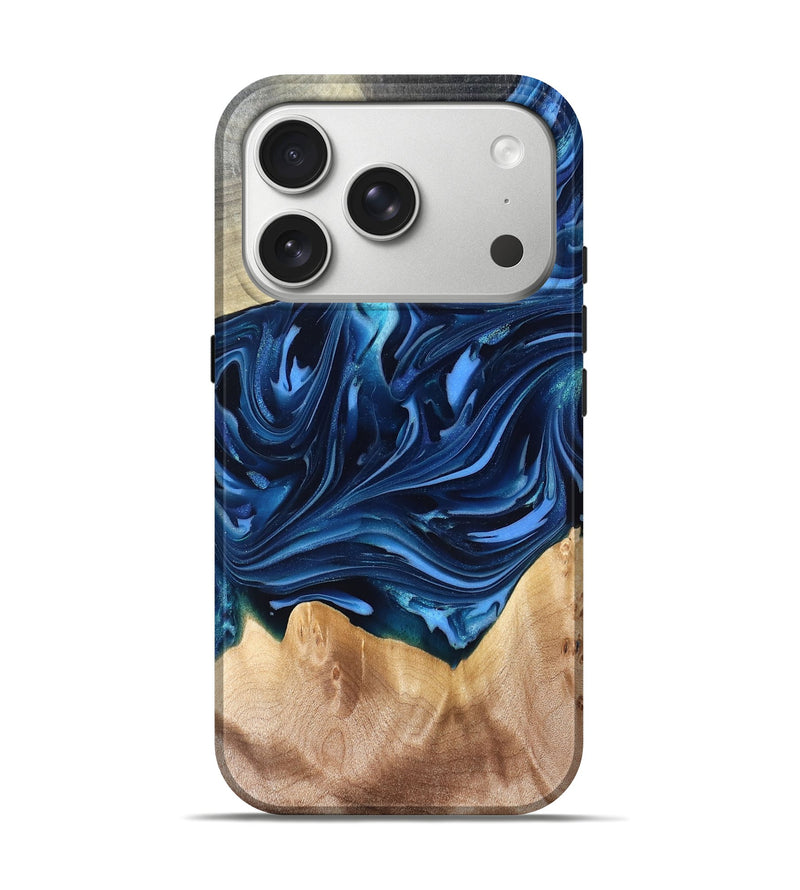 iPhone 17 Pro Wood Live Edge Phone Case - Angelo (Blue, 821332)