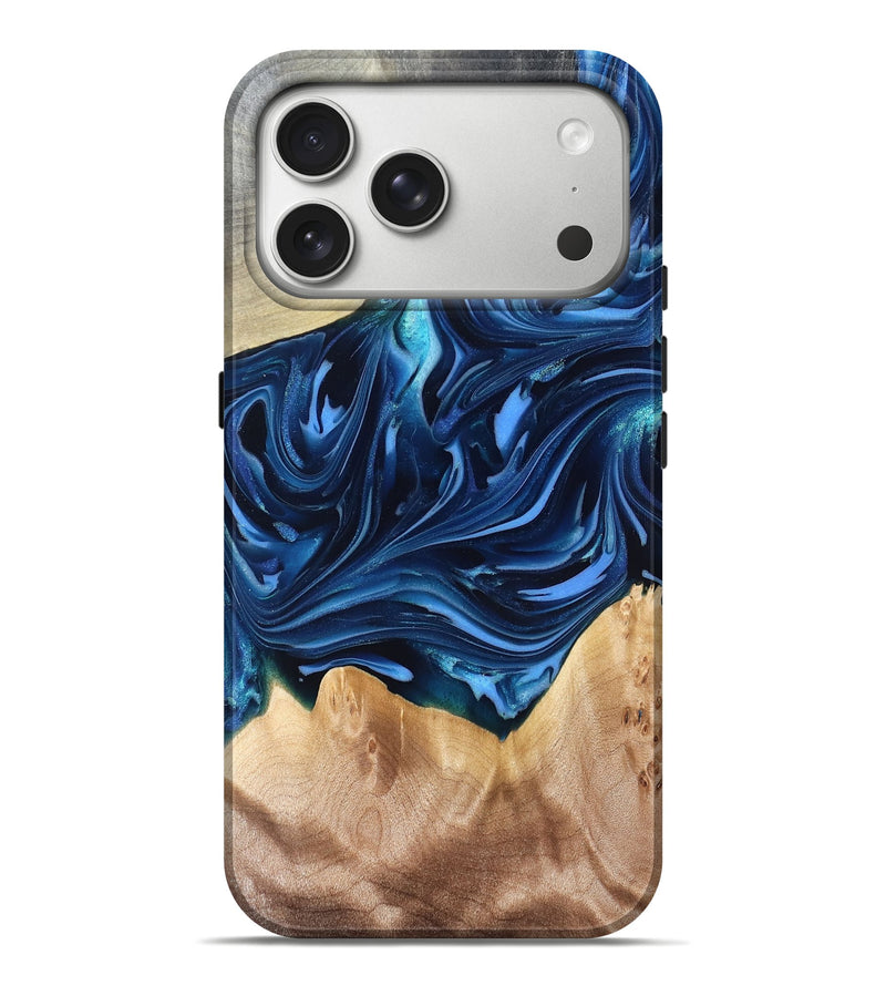 iPhone 17 Pro Max Wood Live Edge Phone Case - Angelo (Blue, 821332)