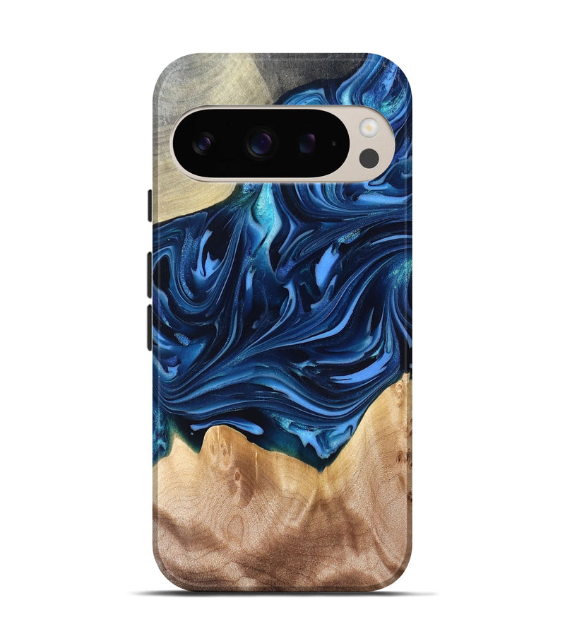 Pixel 9 Wood Live Edge Phone Case - Angelo (Blue, 821332)