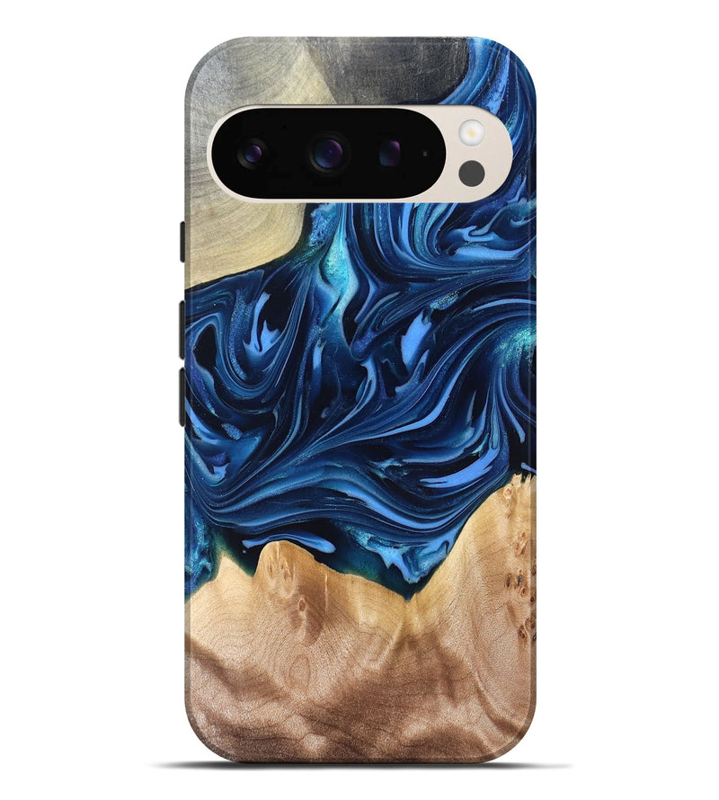 Pixel 9 Pro XL Wood Live Edge Phone Case - Angelo (Blue, 821332)