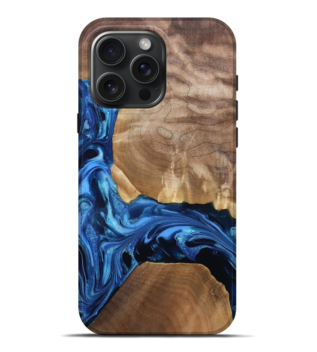 iPhone 16 Pro Max Wood Live Edge Phone Case - Nancy (Blue, 821335)