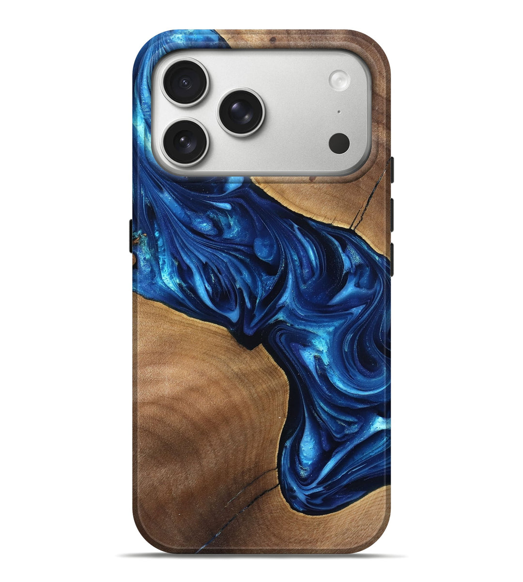 iPhone 17 Pro Max Wood Live Edge Phone Case - Jaziel (Blue, 821337)