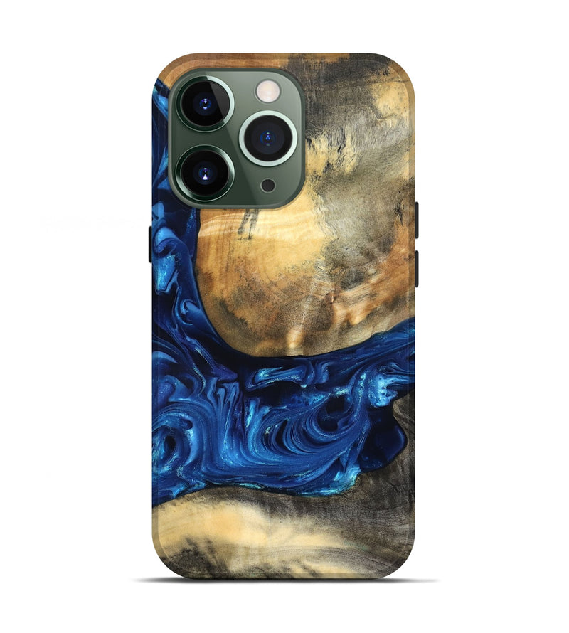 iPhone 13 Pro Wood Live Edge Phone Case - Mame (Blue, 821338)