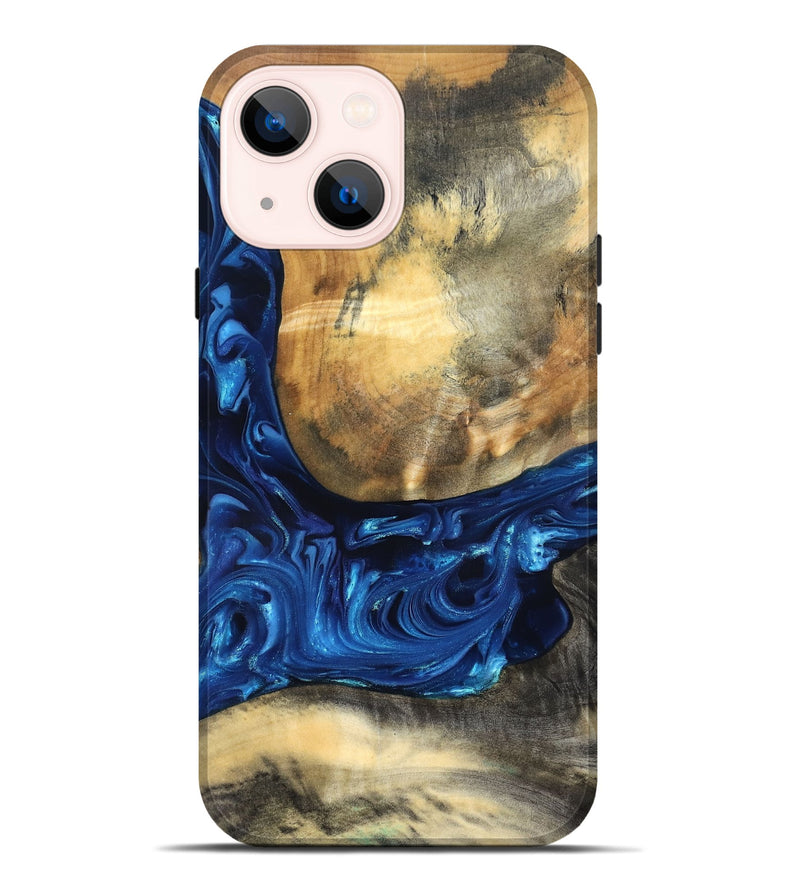 iPhone 14 Plus Wood Live Edge Phone Case - Mame (Blue, 821338)
