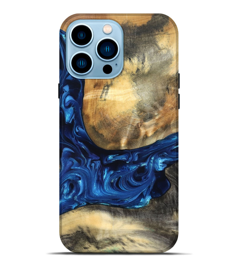 iPhone 14 Pro Max Wood Live Edge Phone Case - Mame (Blue, 821338)