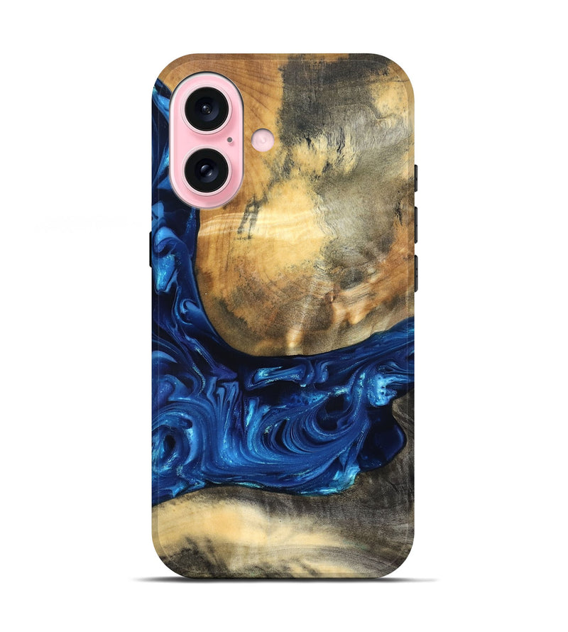 iPhone 17 Wood Live Edge Phone Case - Mame (Blue, 821338)