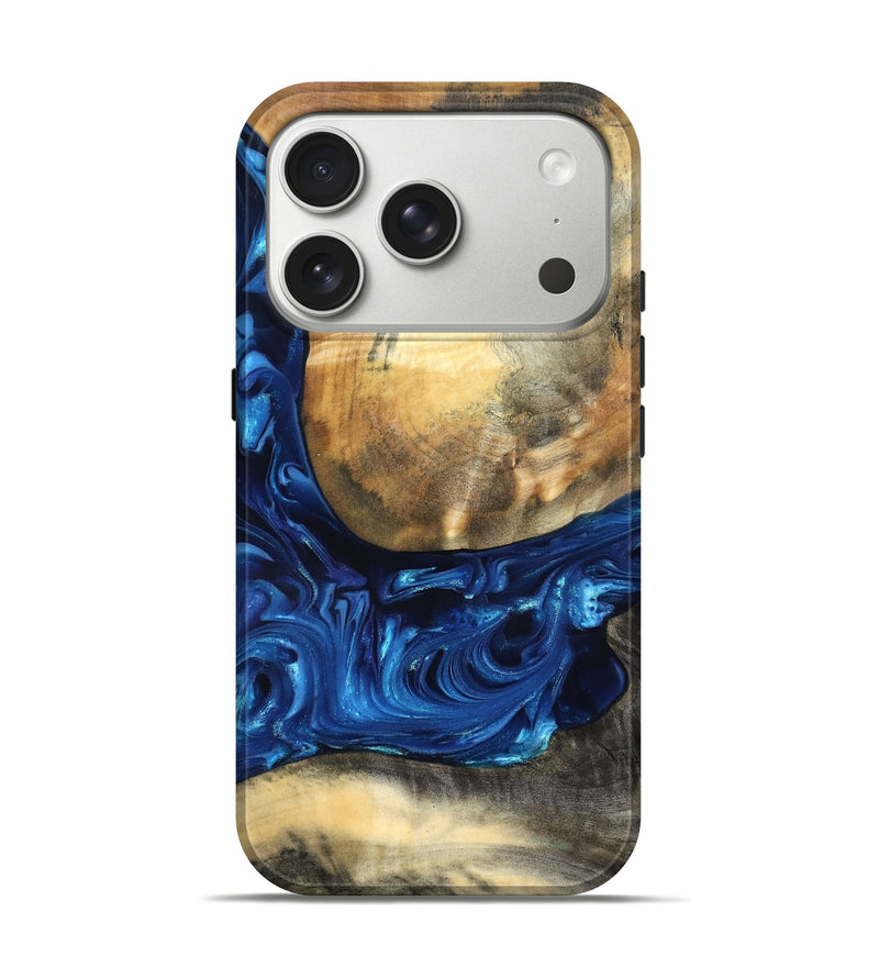 iPhone 17 Pro Wood Live Edge Phone Case - Mame (Blue, 821338)