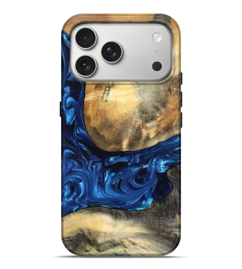 iPhone 17 Pro Max Wood Live Edge Phone Case - Mame (Blue, 821338)