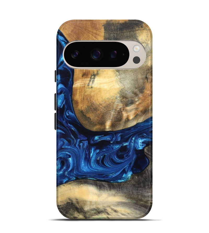 Pixel 10 Pro Wood Live Edge Phone Case - Mame (Blue, 821338)