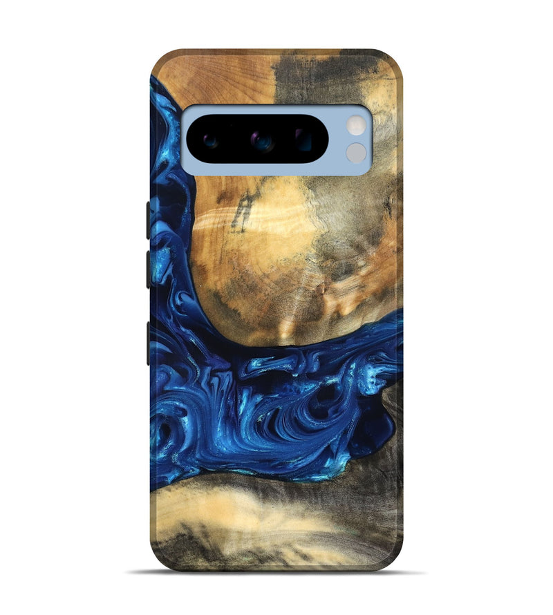 Pixel 8 Pro Wood Live Edge Phone Case - Mame (Blue, 821338)