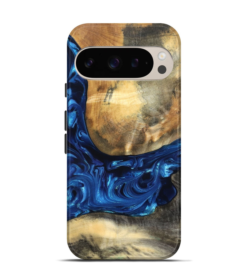 Pixel 9 Wood Live Edge Phone Case - Mame (Blue, 821338)