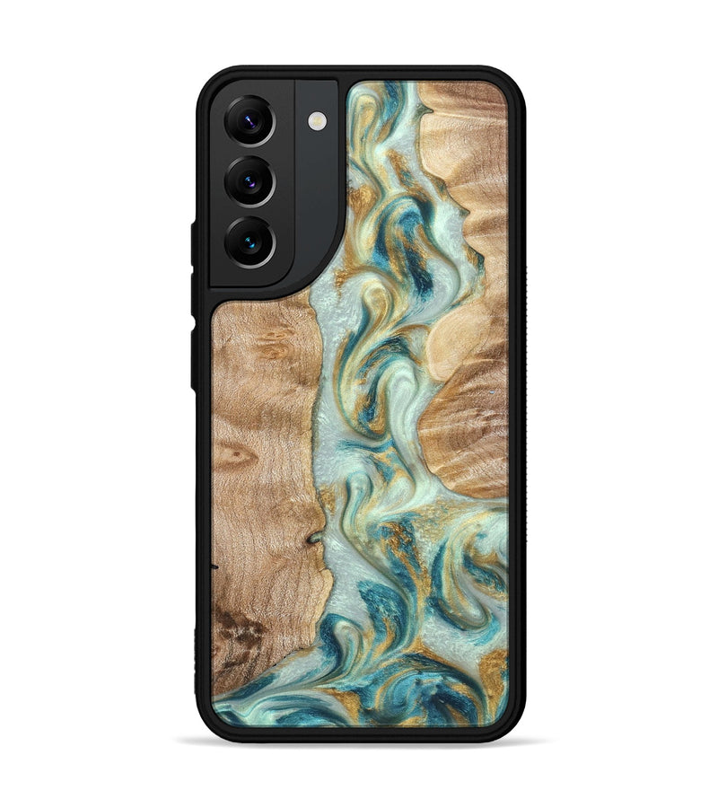 Galaxy S22 Plus Wood Phone Case - Roxann (Teal & Gold, 821340)