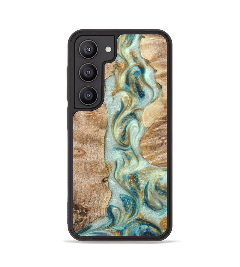 Galaxy S23 Wood Phone Case - Roxann (Teal & Gold, 821340)
