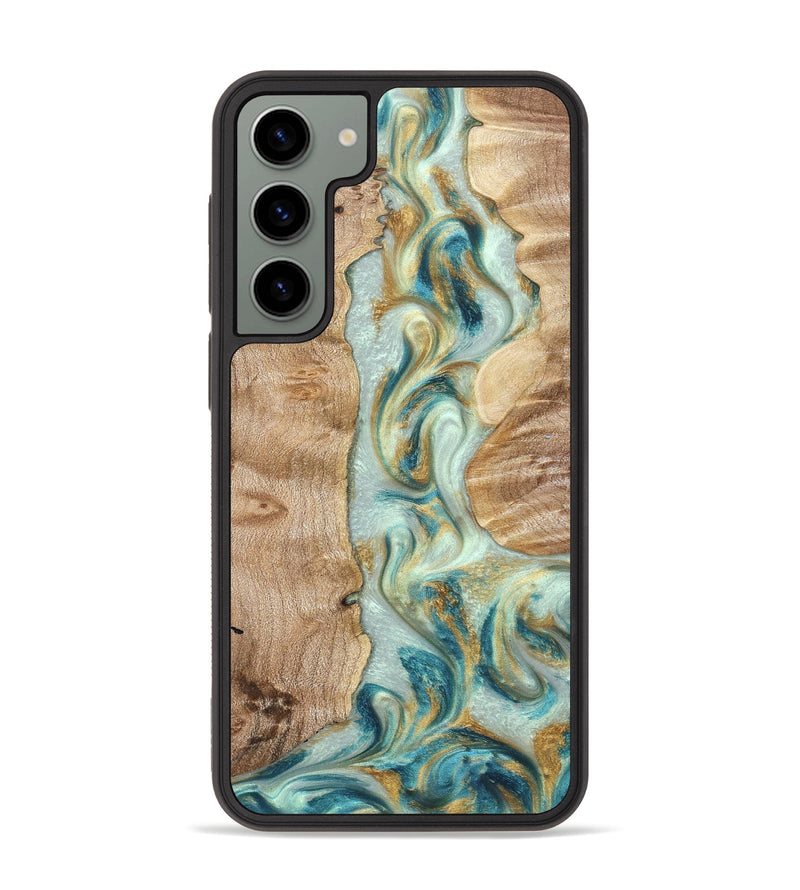 Galaxy S23 Plus Wood Phone Case - Roxann (Teal & Gold, 821340)