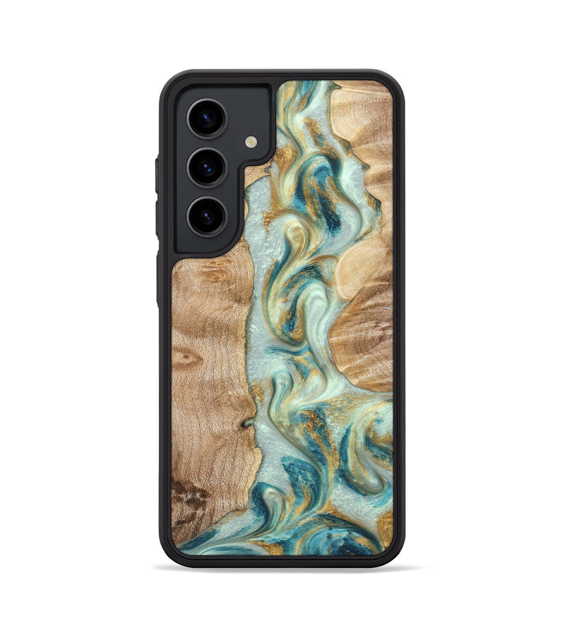 Galaxy S24 Wood Phone Case - Roxann (Teal & Gold, 821340)