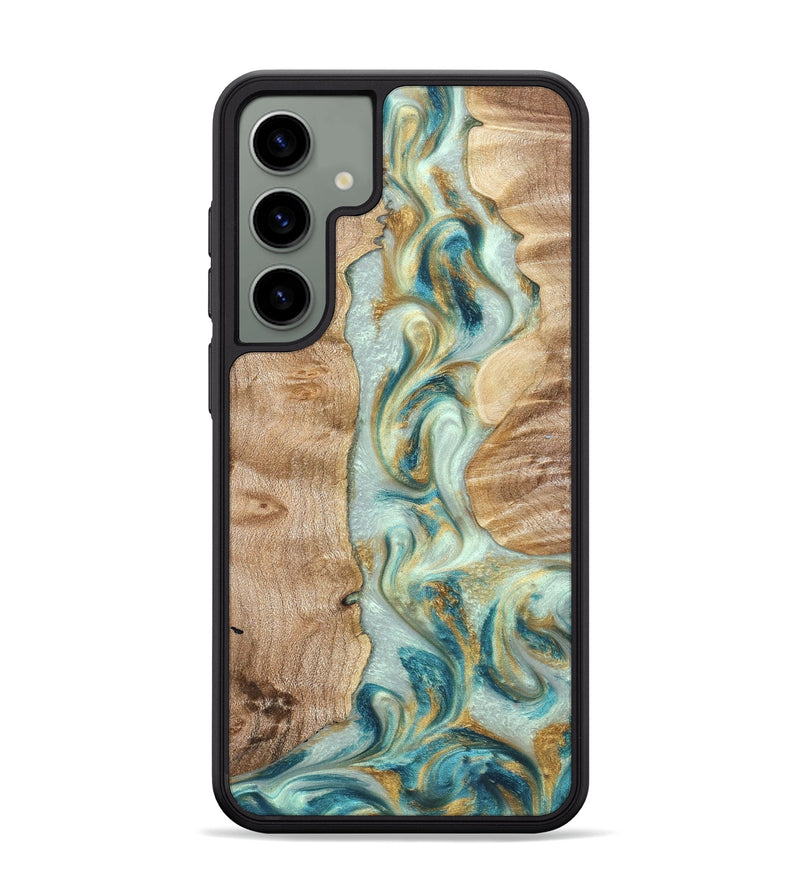 Galaxy S24 Plus Wood Phone Case - Roxann (Teal & Gold, 821340)