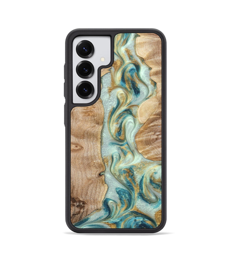 Galaxy S25 Wood Phone Case - Roxann (Teal & Gold, 821340)