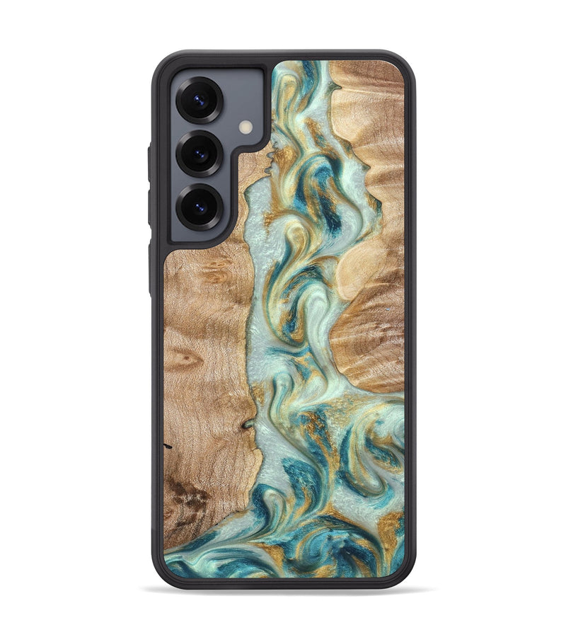 Galaxy S25 Plus Wood Phone Case - Roxann (Teal & Gold, 821340)