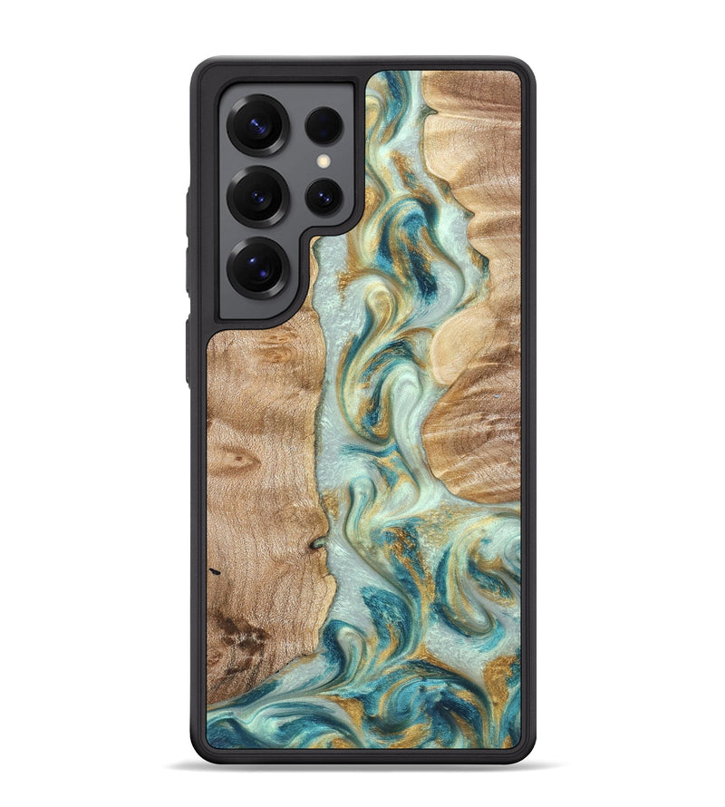 Galaxy S25 Ultra Wood Phone Case - Roxann (Teal & Gold, 821340)
